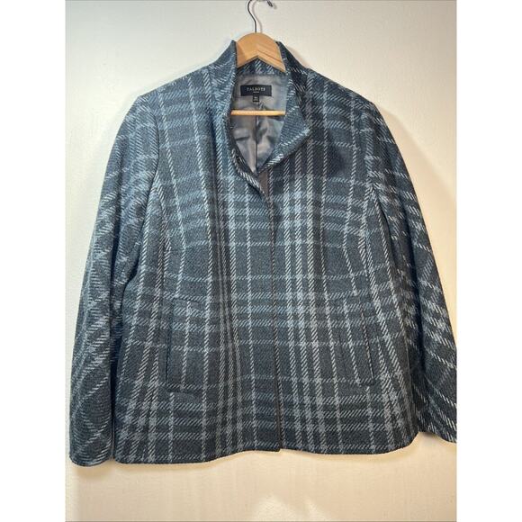 Talbots Wool Polyester Blue Plaid Jacket Coat Blazer Plus Size 18W Lined 18 - Picture 1 of 9